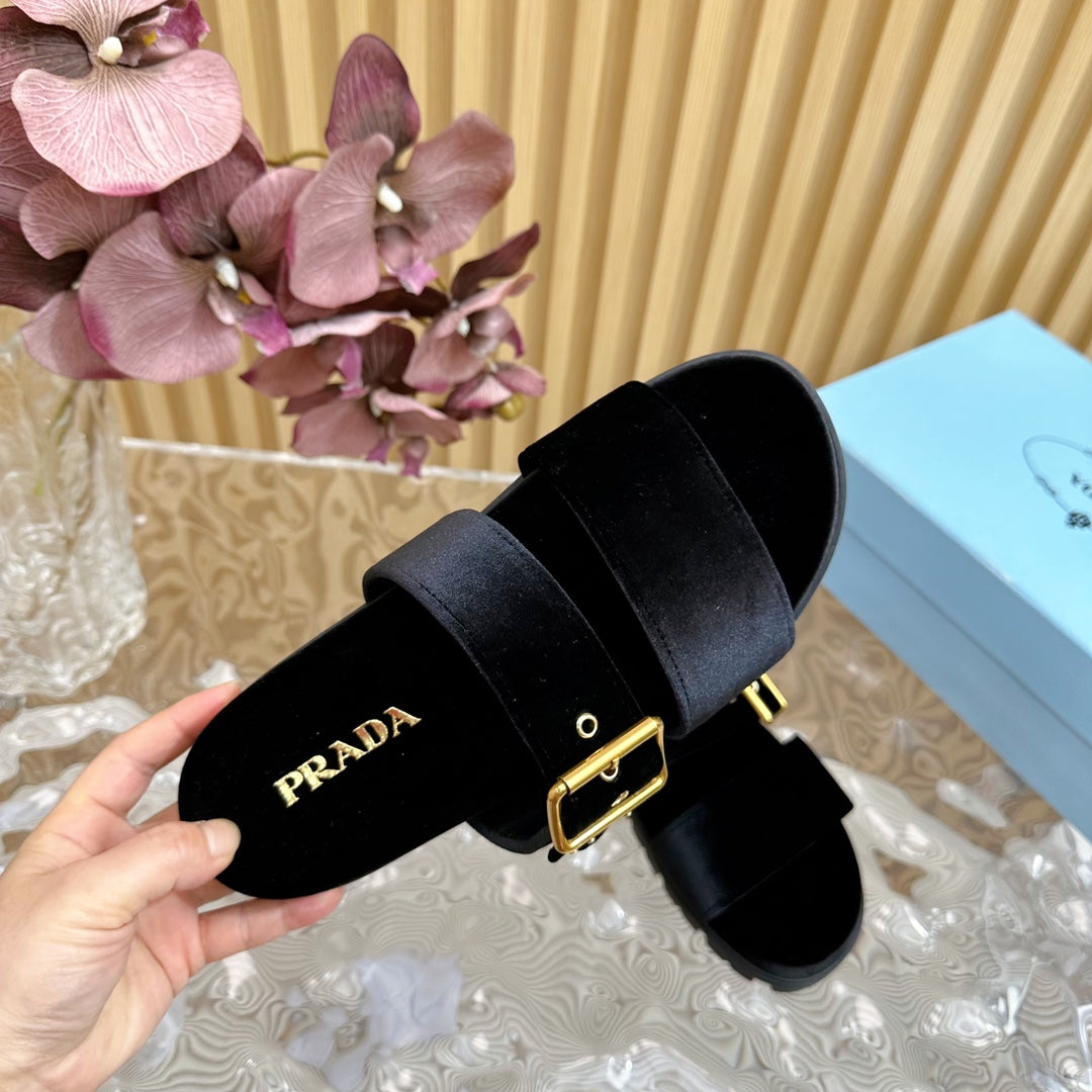 PRA SLIDES SANDALS BLACK VELVET - 35
