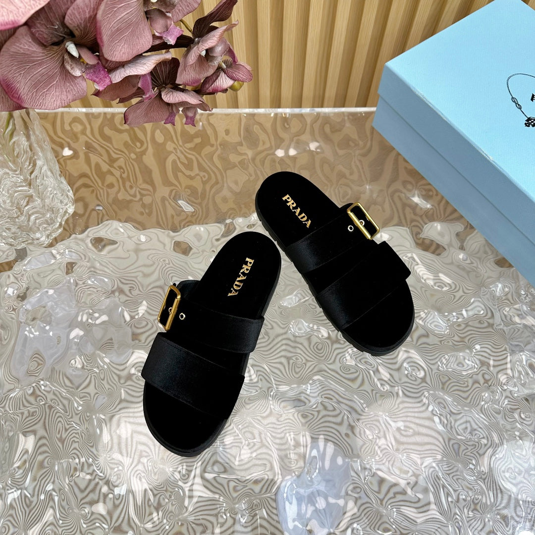 PRA SLIDES SANDALS BLACK VELVET - 35