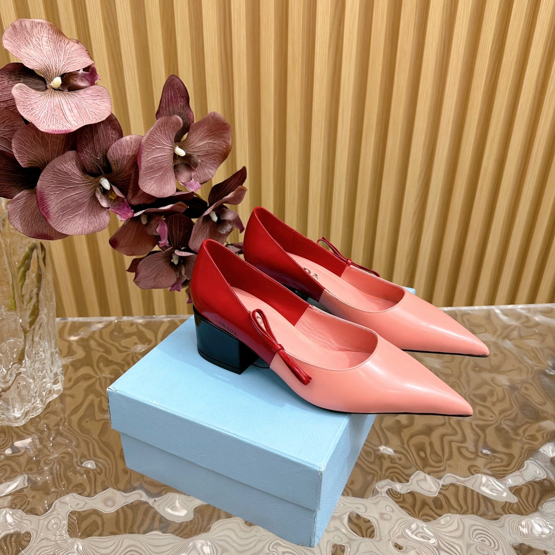 PRA BRUSHED PUMPS RED AND PINK CALFSKIN - 35