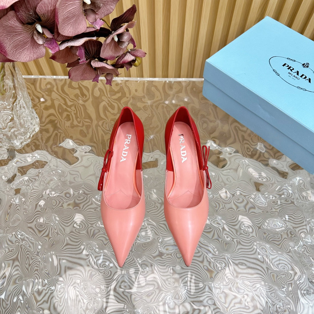 PRA BRUSHED PUMPS RED AND PINK CALFSKIN - 35