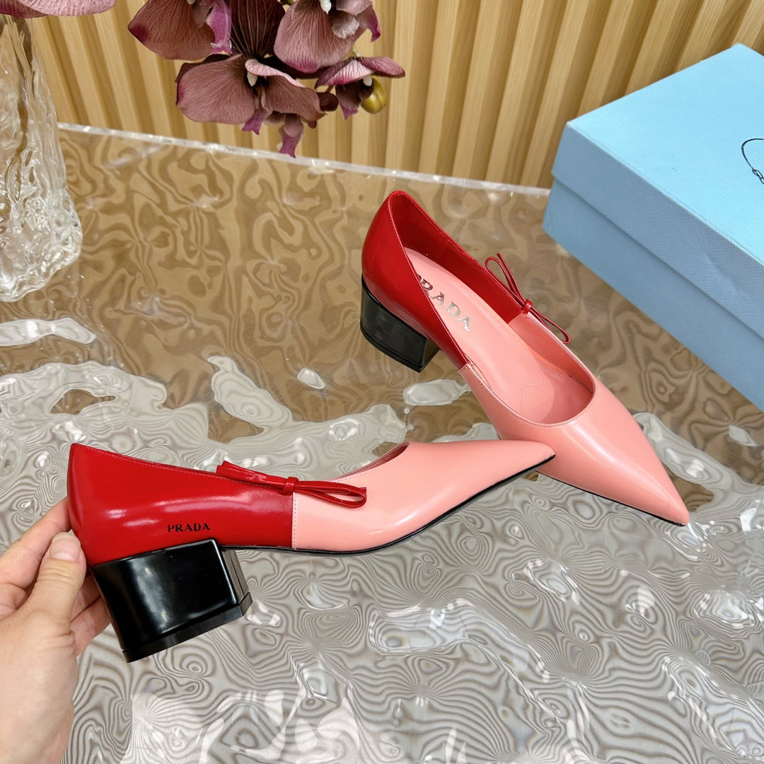 PRA BRUSHED PUMPS RED AND PINK CALFSKIN - 35