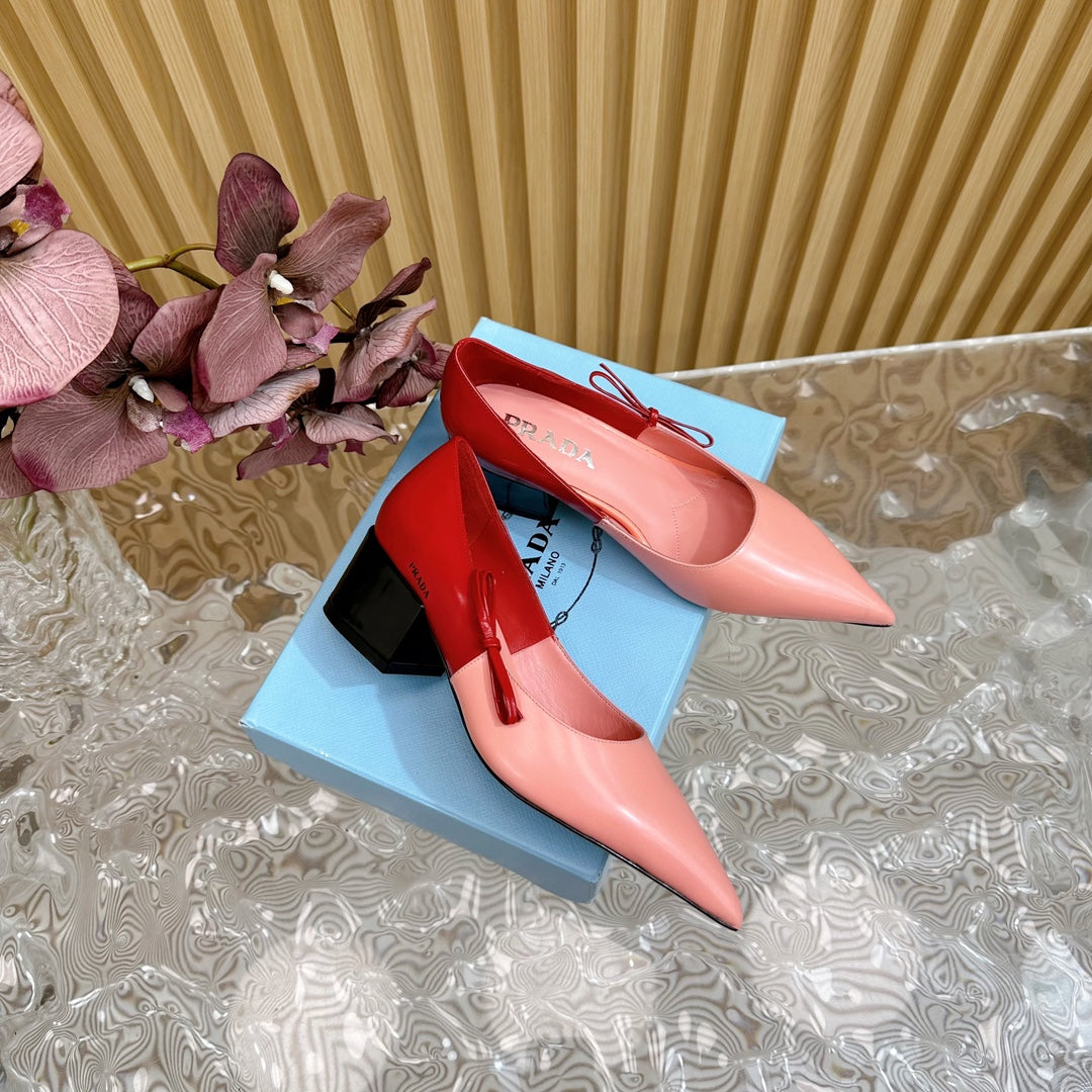 PRA BRUSHED PUMPS RED AND PINK CALFSKIN - 35