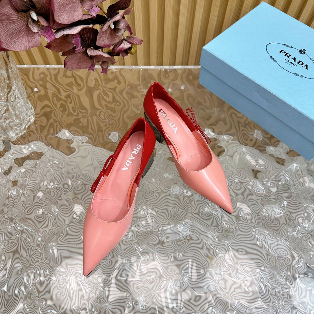 PRA BRUSHED PUMPS RED AND PINK CALFSKIN - 35