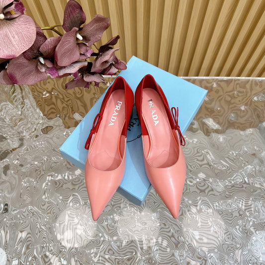 PRA BRUSHED PUMPS RED AND PINK CALFSKIN - 35