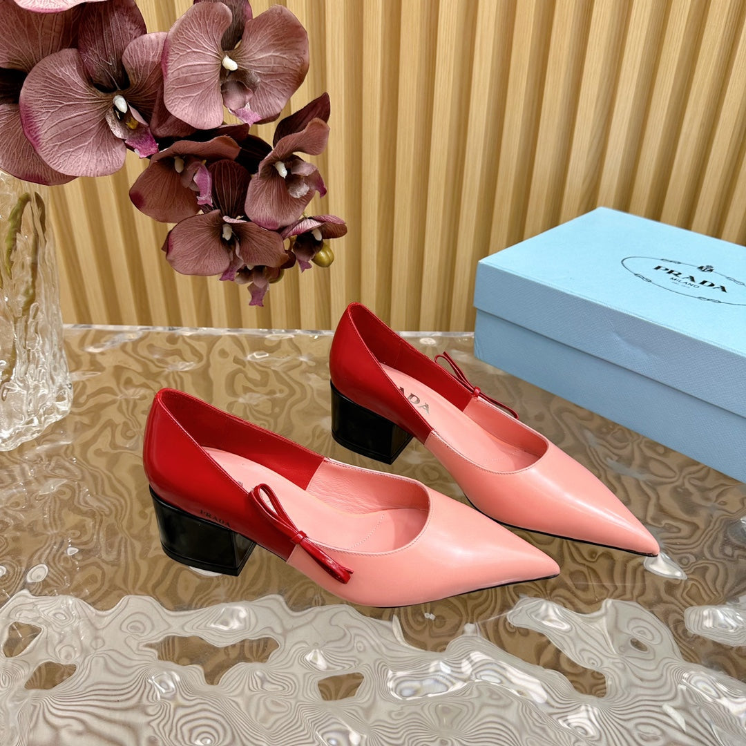 PRA BRUSHED PUMPS RED AND PINK CALFSKIN - 35