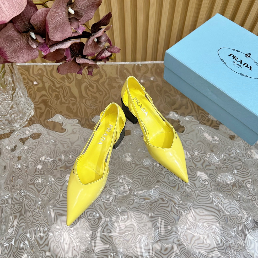 PRA BRUSHED CUT-OUT PUMPS LEMON CALFSKIN - 35