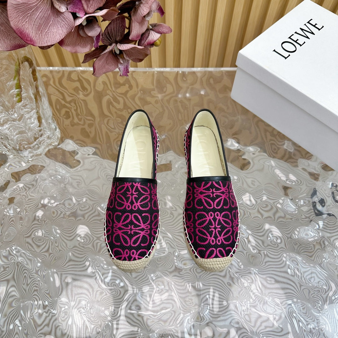 LW PINK ANAGRAM ESPADRILLE LOAFER BLACK LINEN - 35
