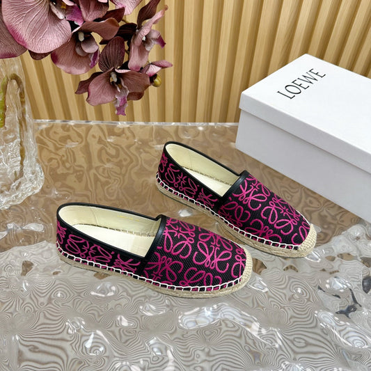 LW PINK ANAGRAM ESPADRILLE LOAFER BLACK LINEN - 35