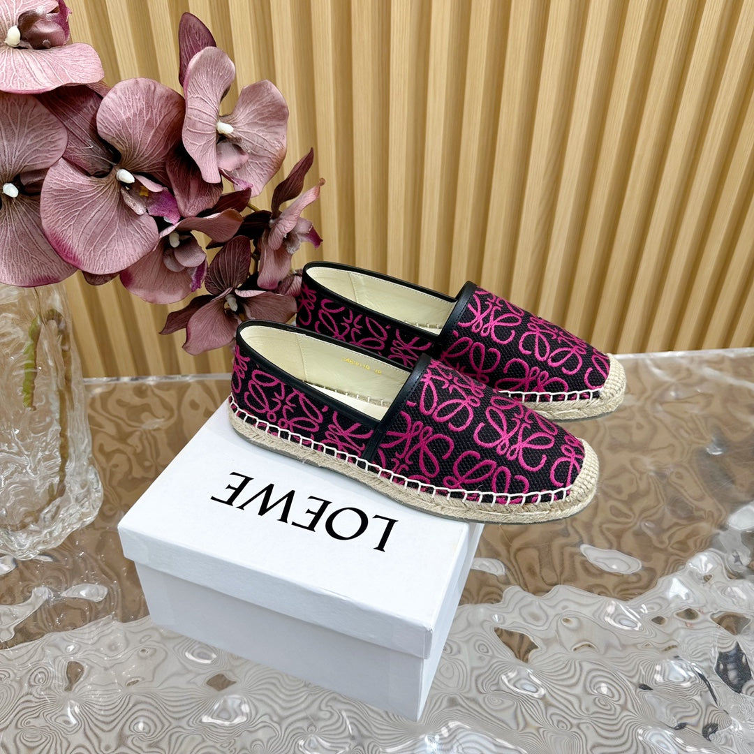 LW PINK ANAGRAM ESPADRILLE LOAFER BLACK LINEN - 35