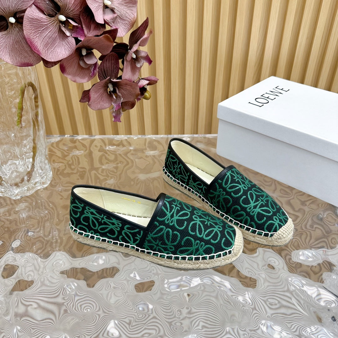 LW GREEN ANAGRAM ESPADRILLE LOAFER BLACK LINEN - 35