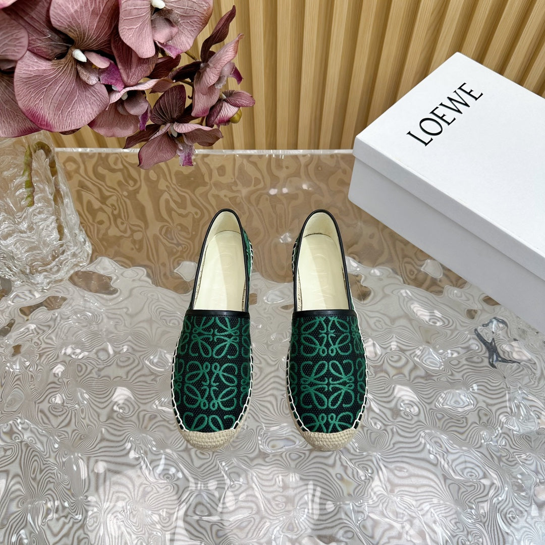 LW GREEN ANAGRAM ESPADRILLE LOAFER BLACK LINEN - 35