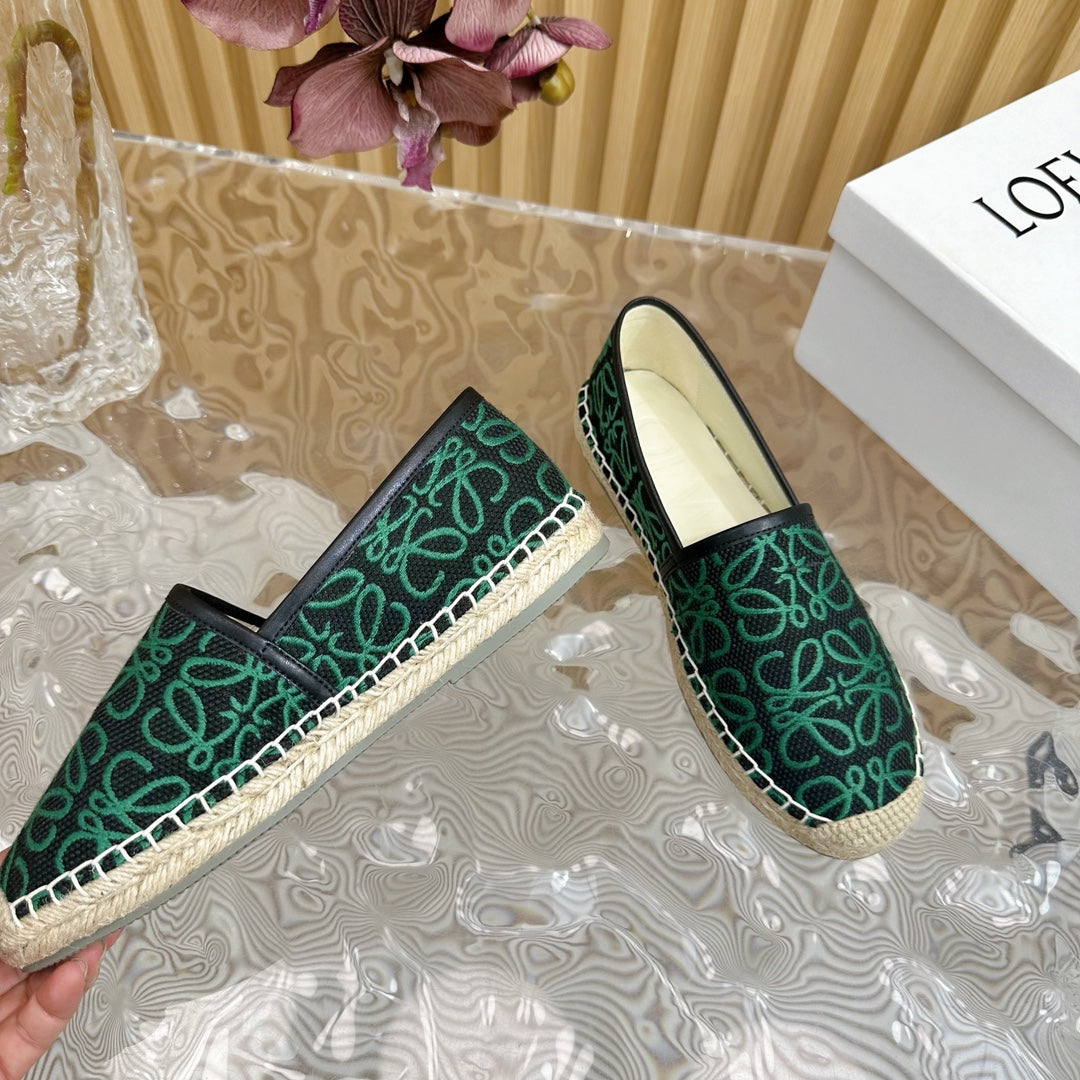 LW GREEN ANAGRAM ESPADRILLE LOAFER BLACK LINEN - 35