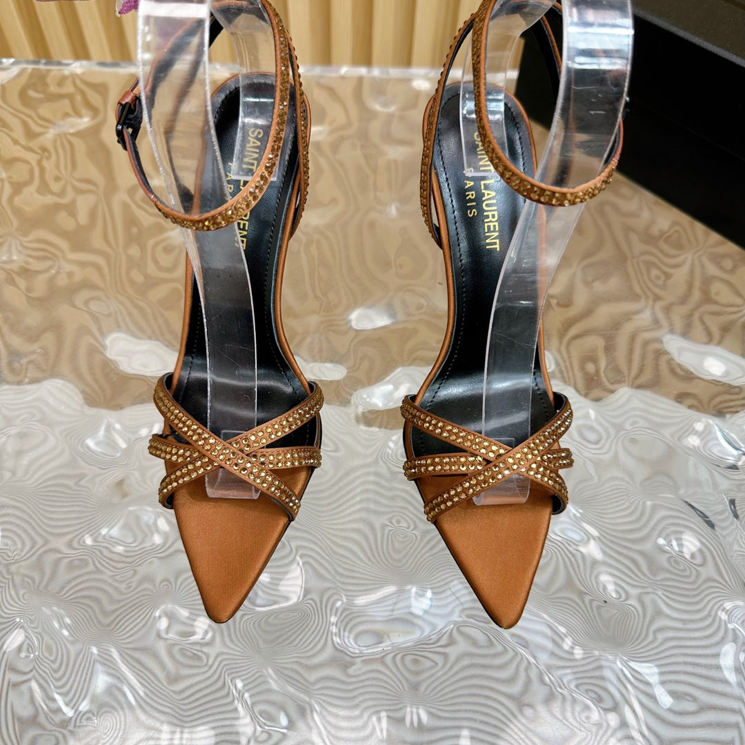 SL ONE-STRAP RHINESTONE COPPER SATIN - 35