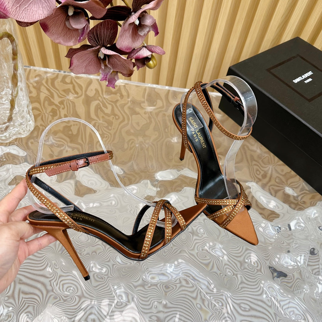 SL ONE-STRAP RHINESTONE COPPER SATIN - 35