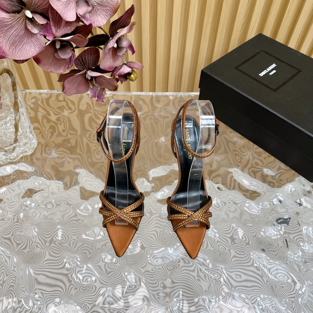 SL ONE-STRAP RHINESTONE COPPER SATIN - 35