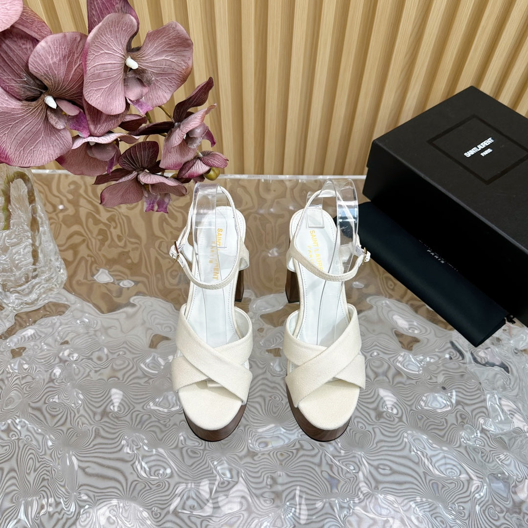 SL BIANCA PLATFORM SANDAL WHITE CANVAS - 35