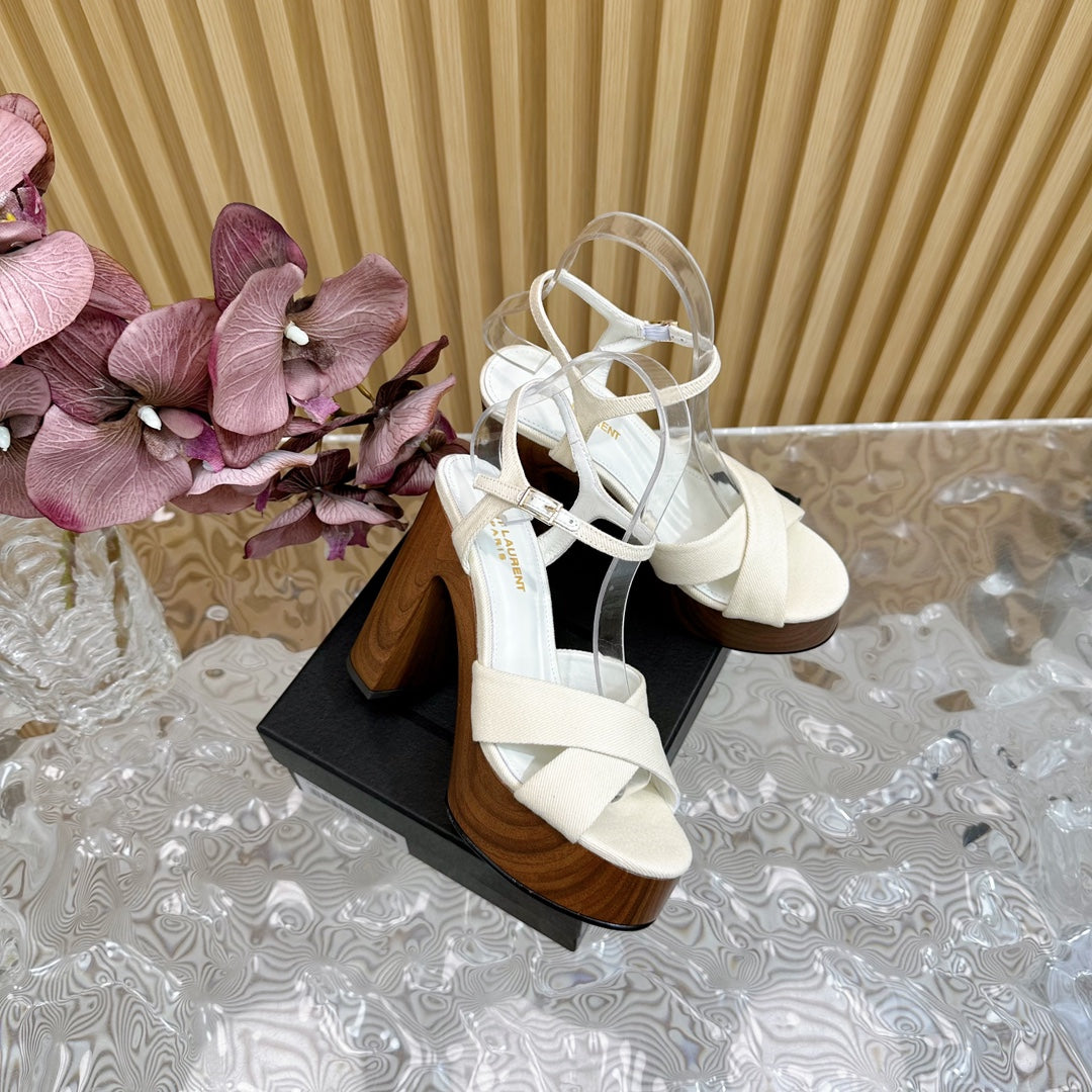 SL BIANCA PLATFORM SANDAL WHITE CANVAS - 35