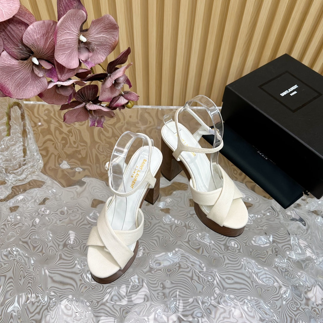 SL BIANCA PLATFORM SANDAL WHITE CANVAS - 35