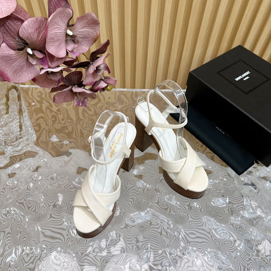 SL BIANCA PLATFORM SANDAL WHITE CANVAS - 35