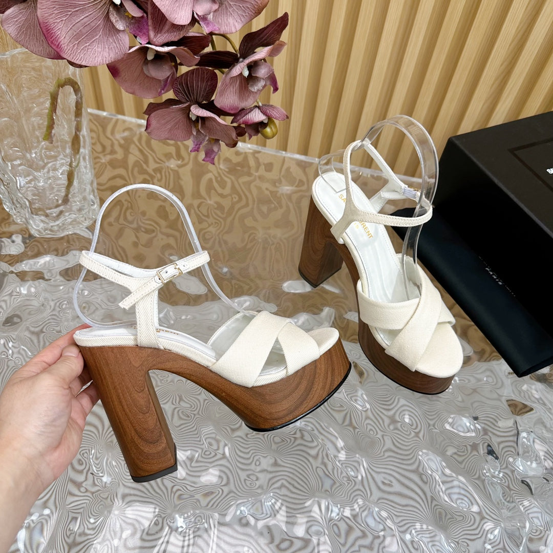 SL BIANCA PLATFORM SANDAL WHITE CANVAS - 35