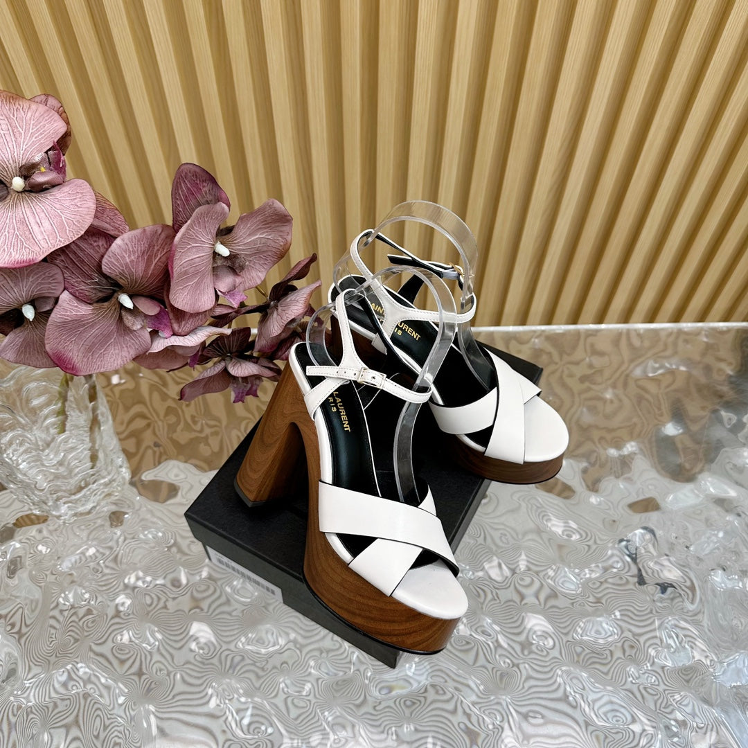 SL BIANCA PLATFORM SANDAL WHITE CALFSKIN - 35