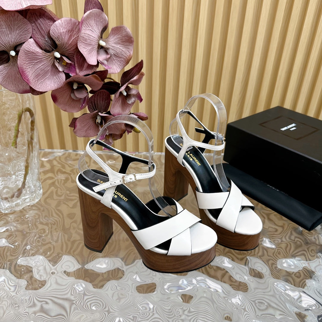 SL BIANCA PLATFORM SANDAL WHITE CALFSKIN - 35