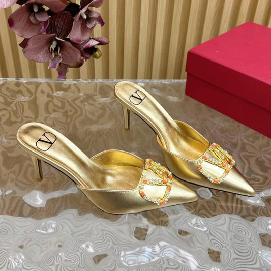 HIGH PUMP MULE 80MM GOLD CALFSKIN - 35