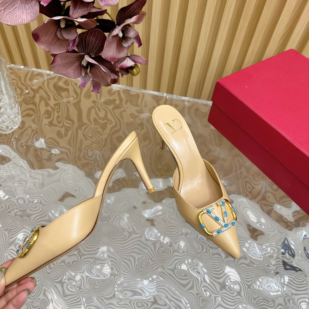 HIGH PUMP MULE 80MM IN SEPIA TAN CALFSKIN - 35