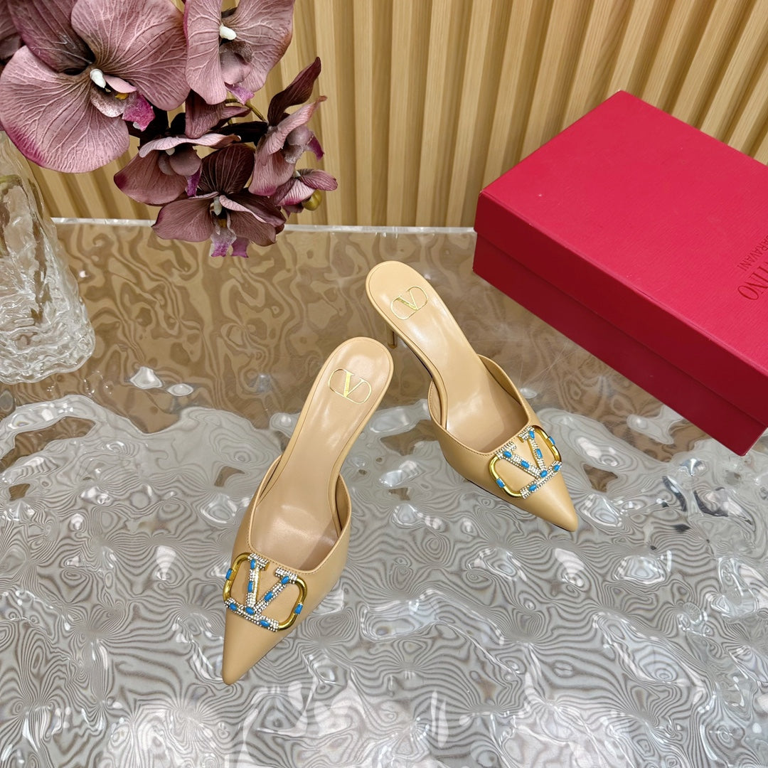 HIGH PUMP MULE 80MM IN SEPIA TAN CALFSKIN - 35