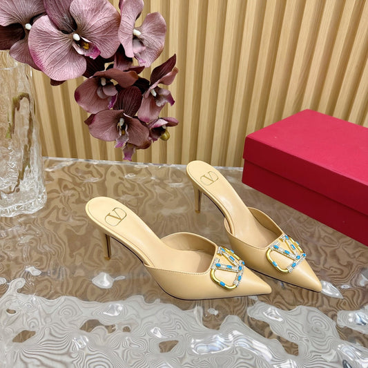 HIGH PUMP MULE 80MM IN SEPIA TAN CALFSKIN - 35