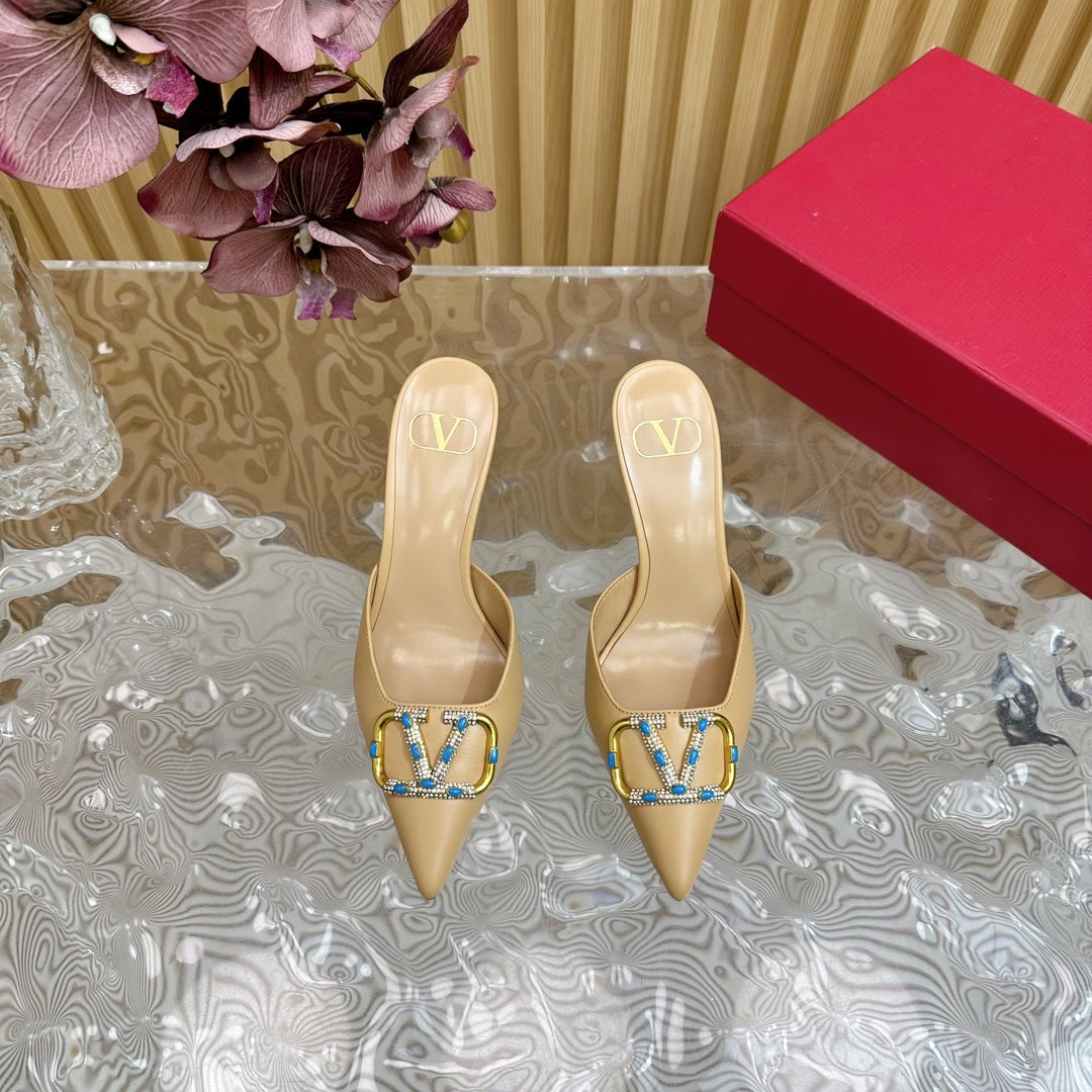 HIGH PUMP MULE 80MM IN SEPIA TAN CALFSKIN - 35
