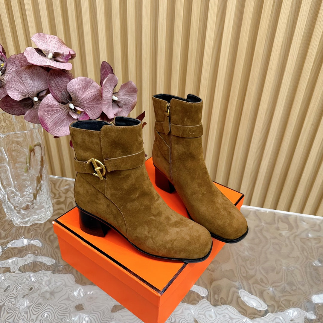 JILL 60 ANKLE BOOT IN CHOCOLATE BROWN SUEDE - 35