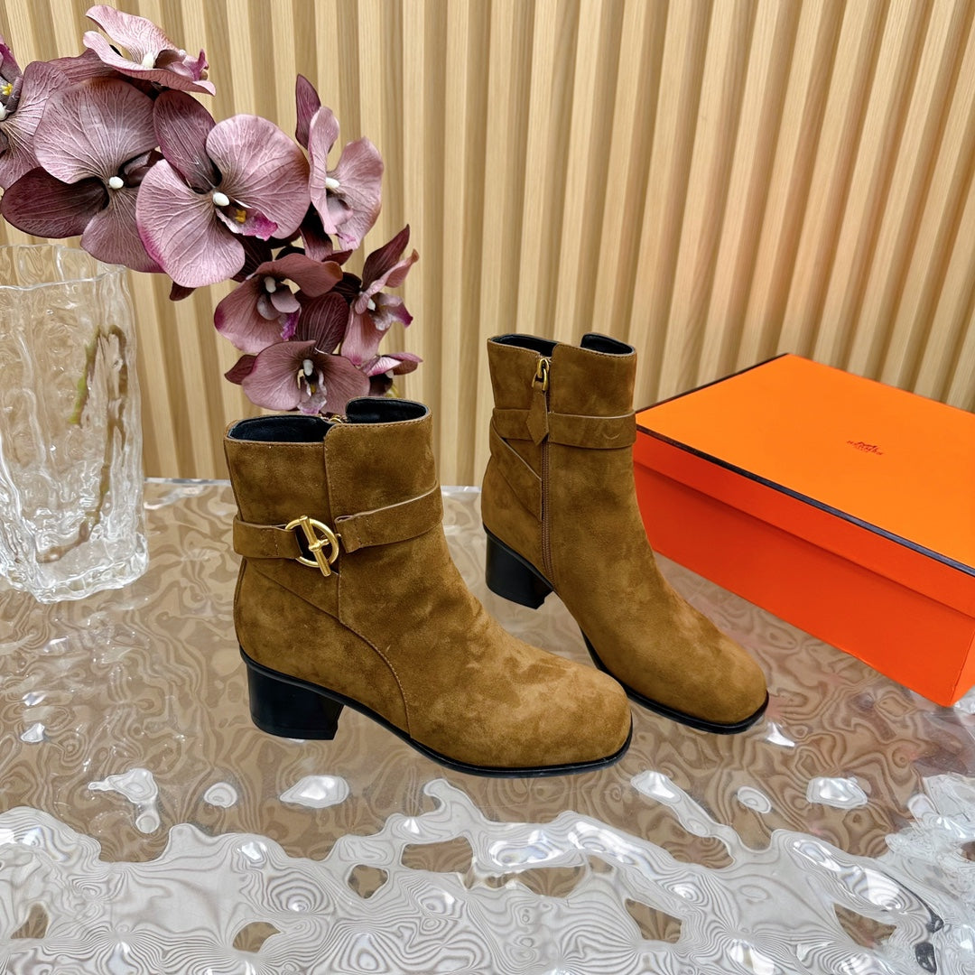 JILL 60 ANKLE BOOT IN CHOCOLATE BROWN SUEDE - 35