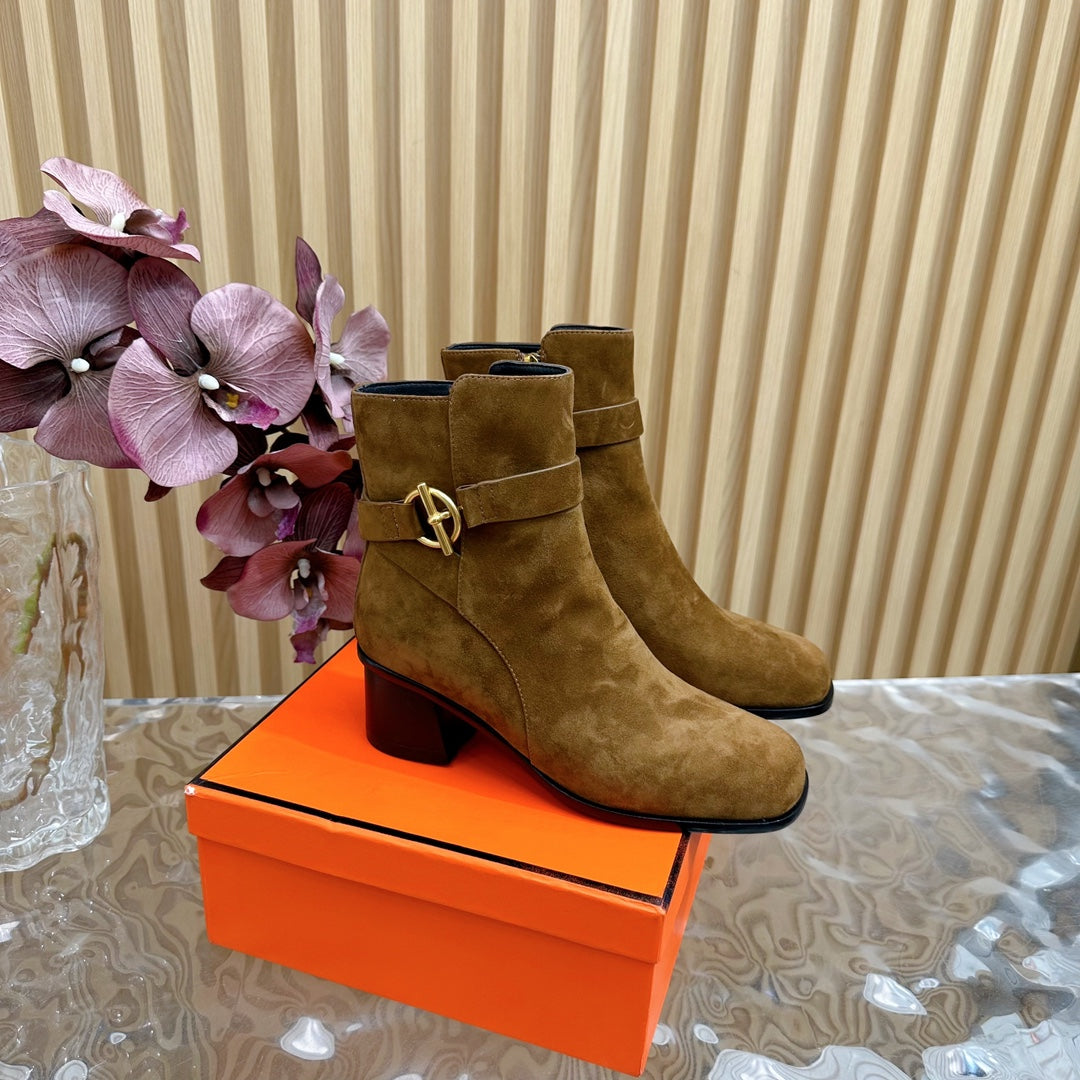 JILL 60 ANKLE BOOT IN CHOCOLATE BROWN SUEDE - 35