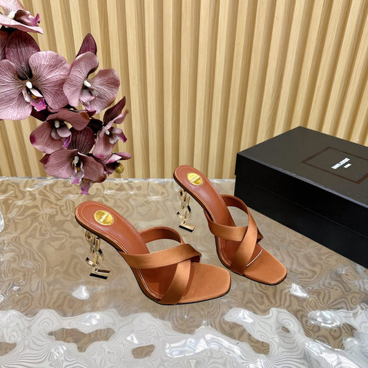 OPYUM 10 CM HIGH MULES IN BROWNIE SILK - 35