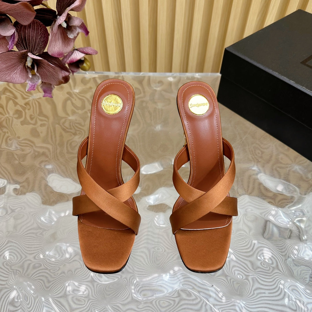 OPYUM 10 CM HIGH MULES IN BROWNIE SILK - 35