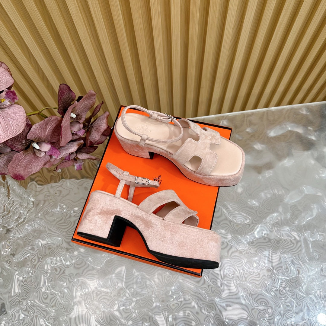 JAM 30 SANDAL IN BABY PINK VELVET - 35