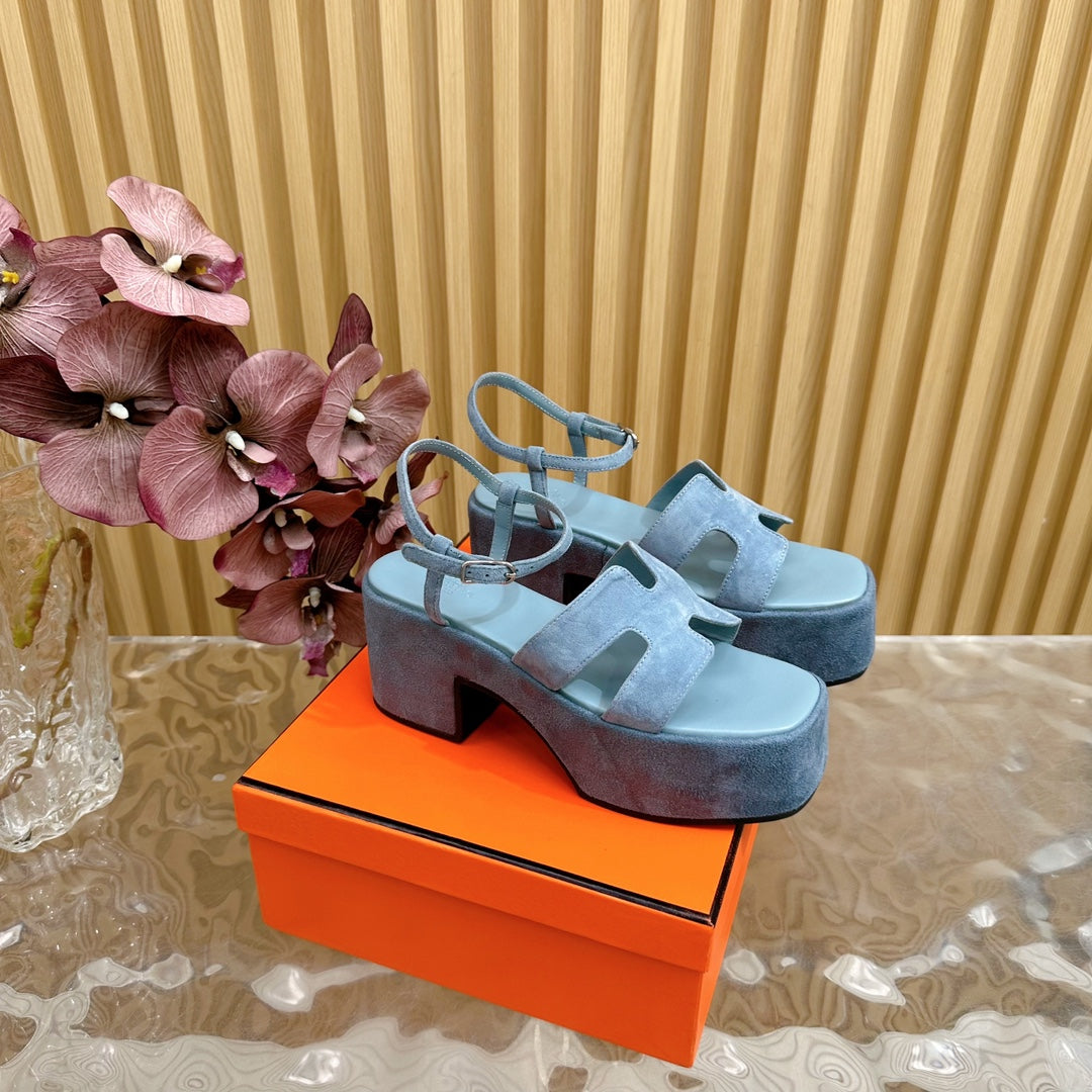 JAM 30 SANDAL IN SAPPHIRE BLUE VELVET - 35