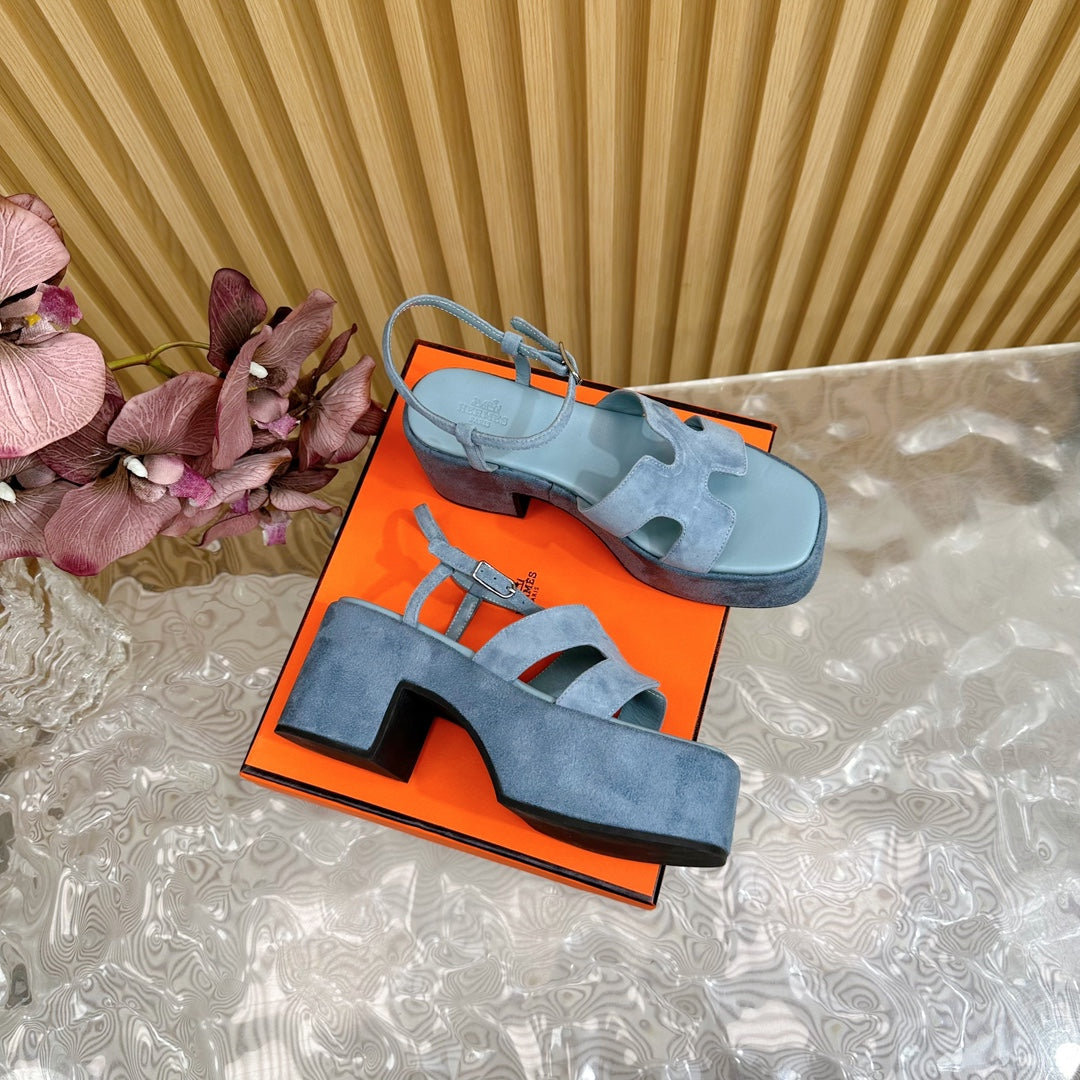 JAM 30 SANDAL IN SAPPHIRE BLUE VELVET - 35