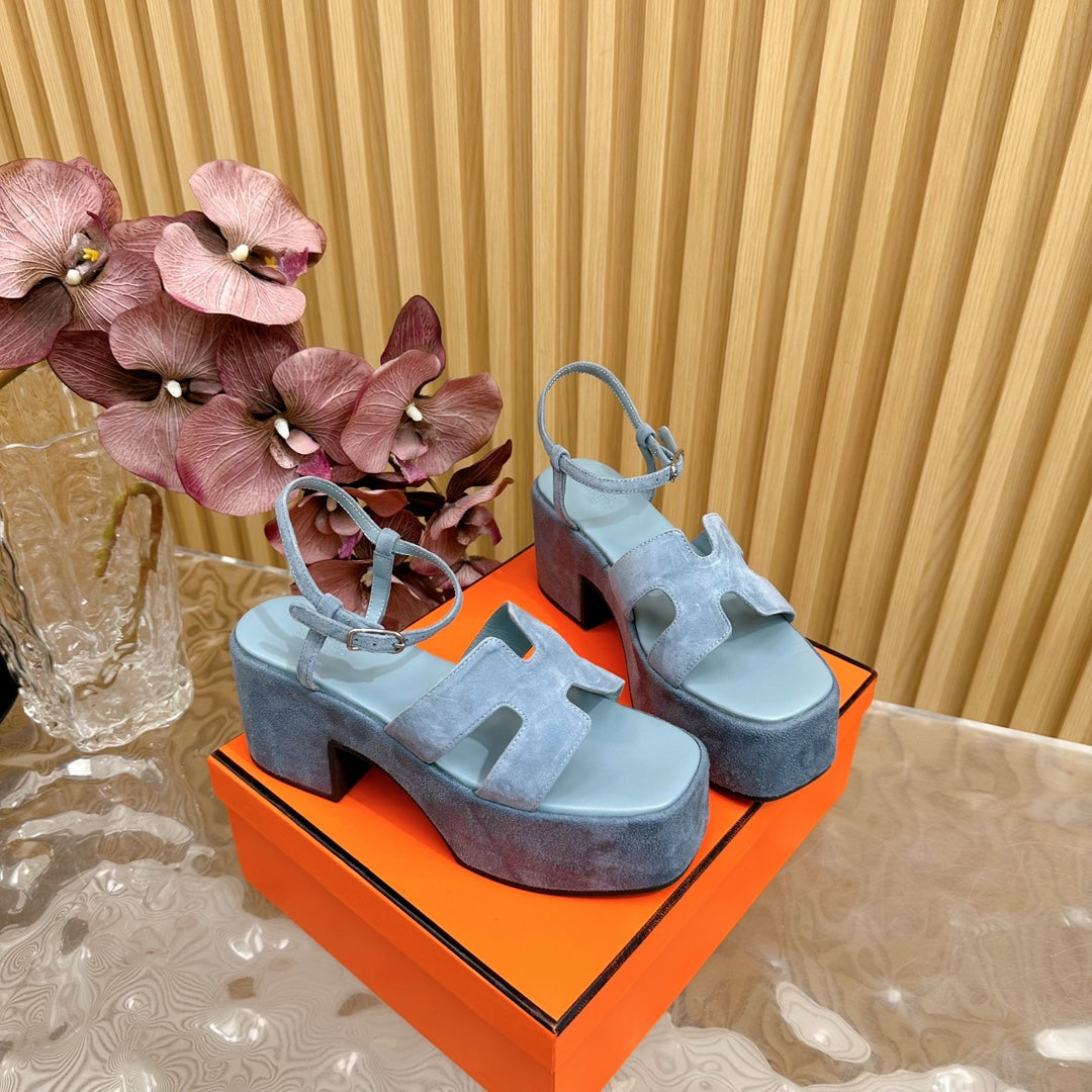 JAM 30 SANDAL IN SAPPHIRE BLUE VELVET - 35