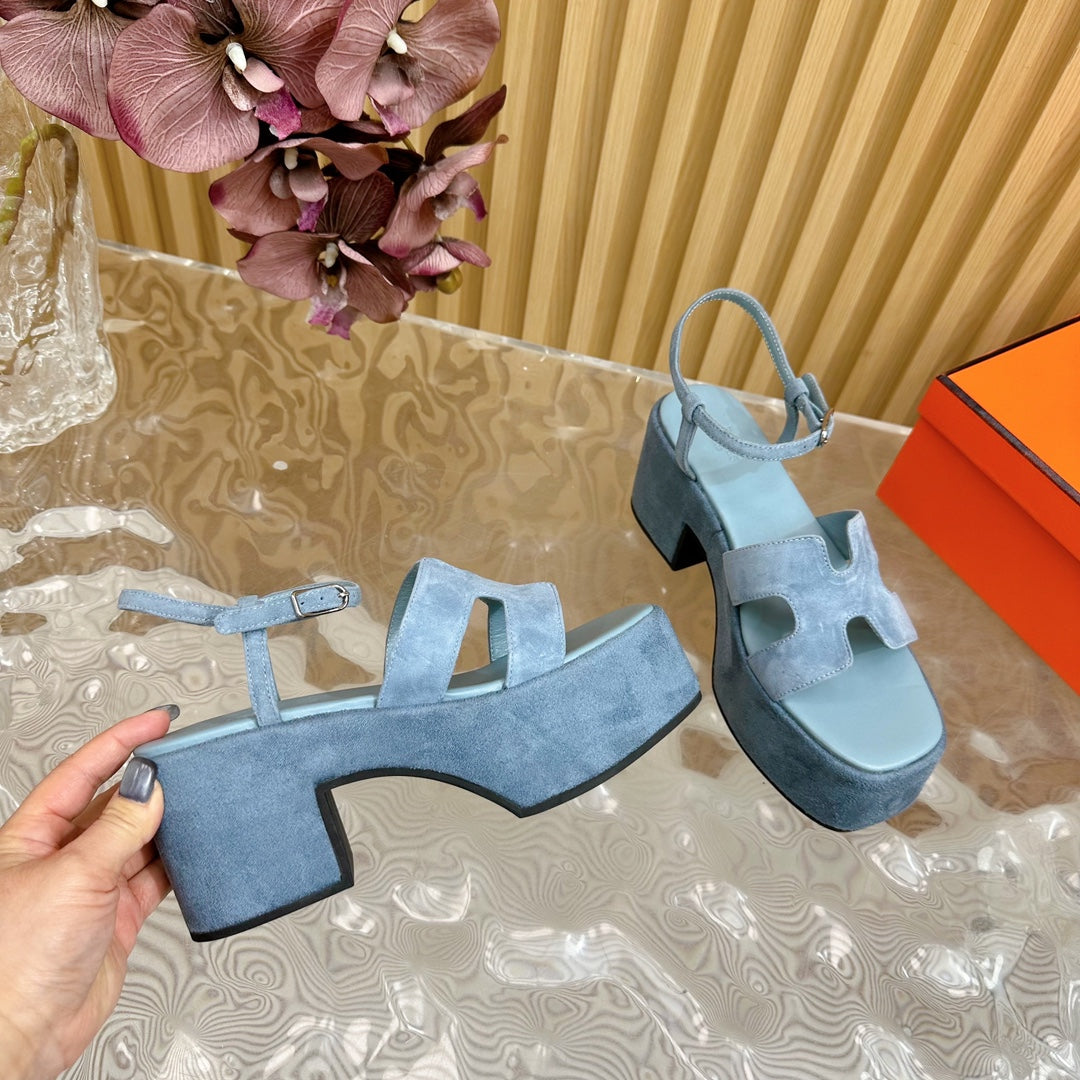 JAM 30 SANDAL IN SAPPHIRE BLUE VELVET - 35