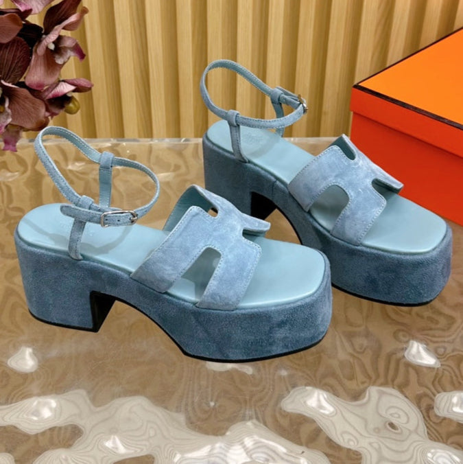 JAM 30 SANDAL IN SAPPHIRE BLUE VELVET - 35