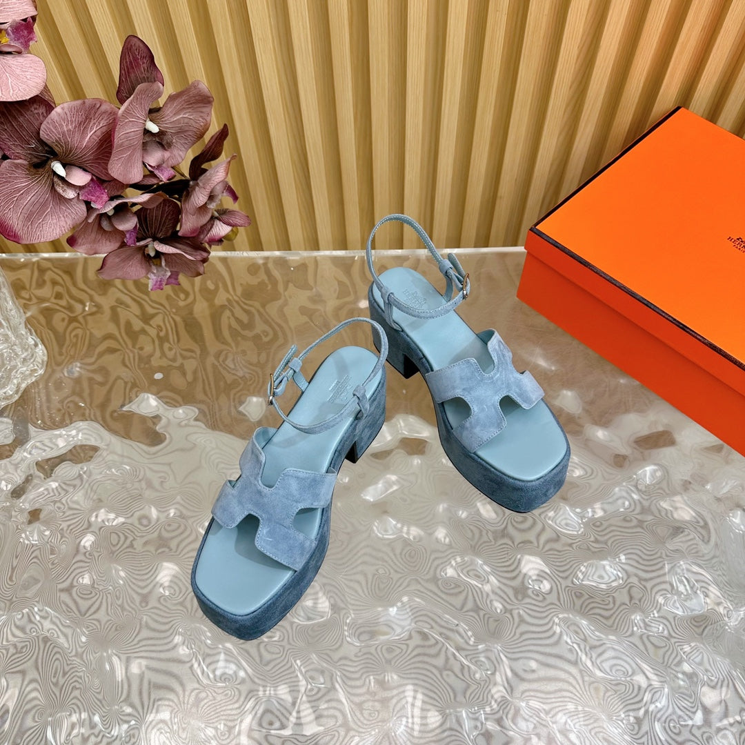 JAM 30 SANDAL IN SAPPHIRE BLUE VELVET - 35