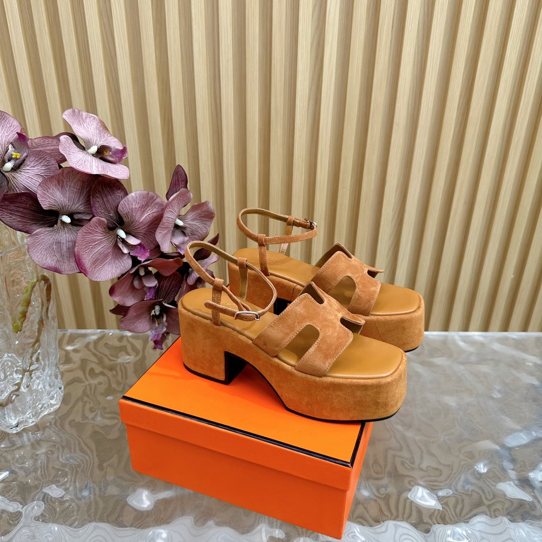 JAM 30 SANDAL IN CINNAMON BROWN VELVET - 35