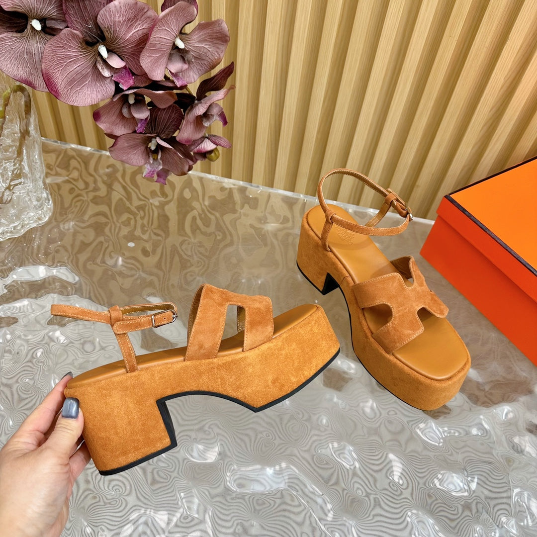 JAM 30 SANDAL IN CINNAMON BROWN VELVET - 35