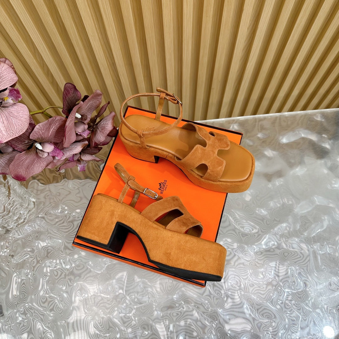 JAM 30 SANDAL IN CINNAMON BROWN VELVET - 35