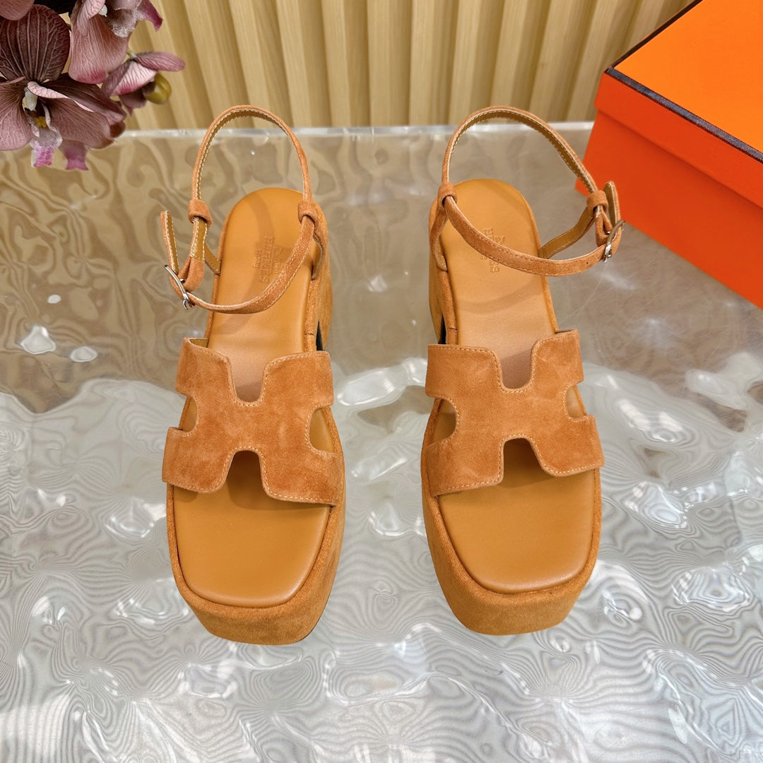 JAM 30 SANDAL IN CINNAMON BROWN VELVET - 35