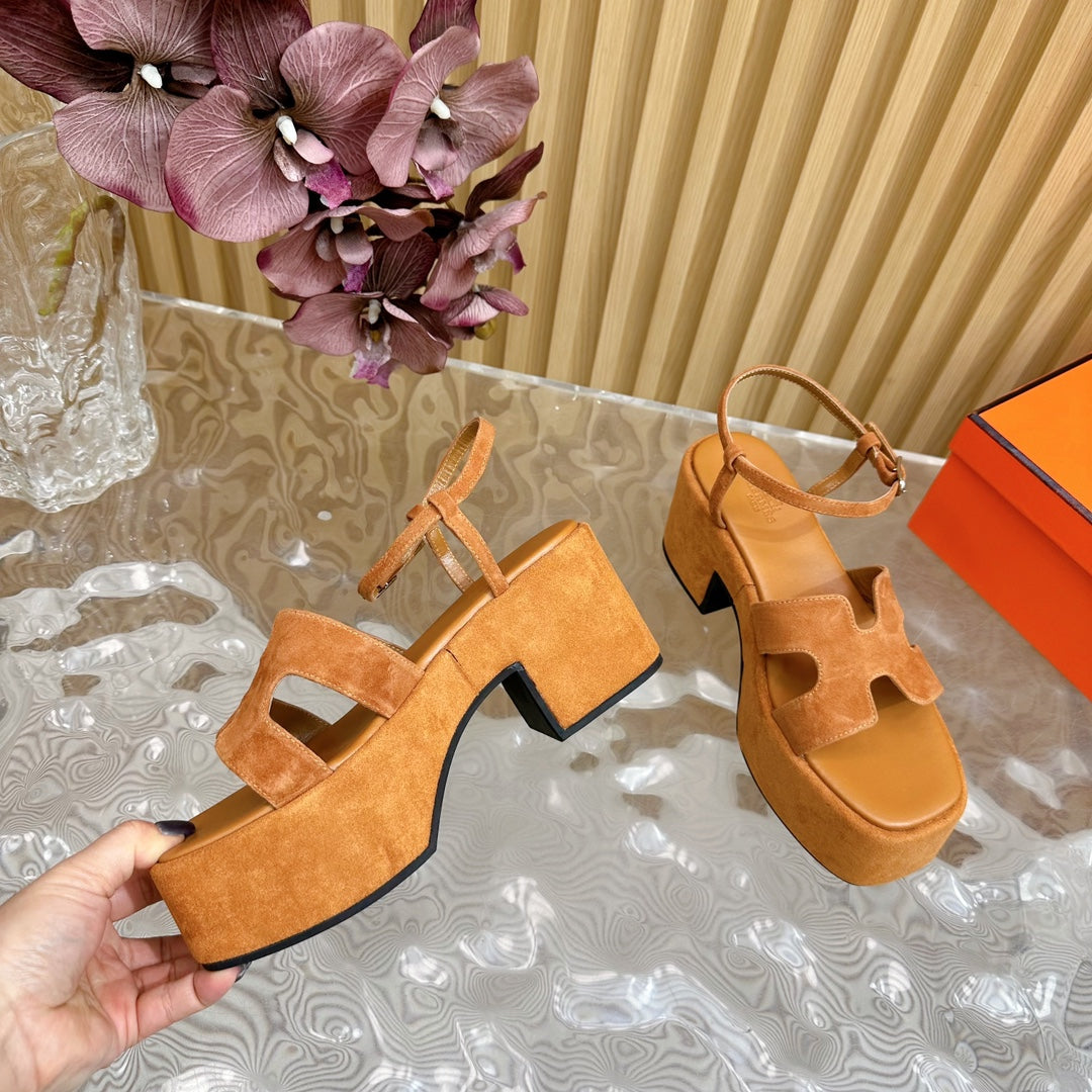 JAM 30 SANDAL IN CINNAMON BROWN VELVET - 35