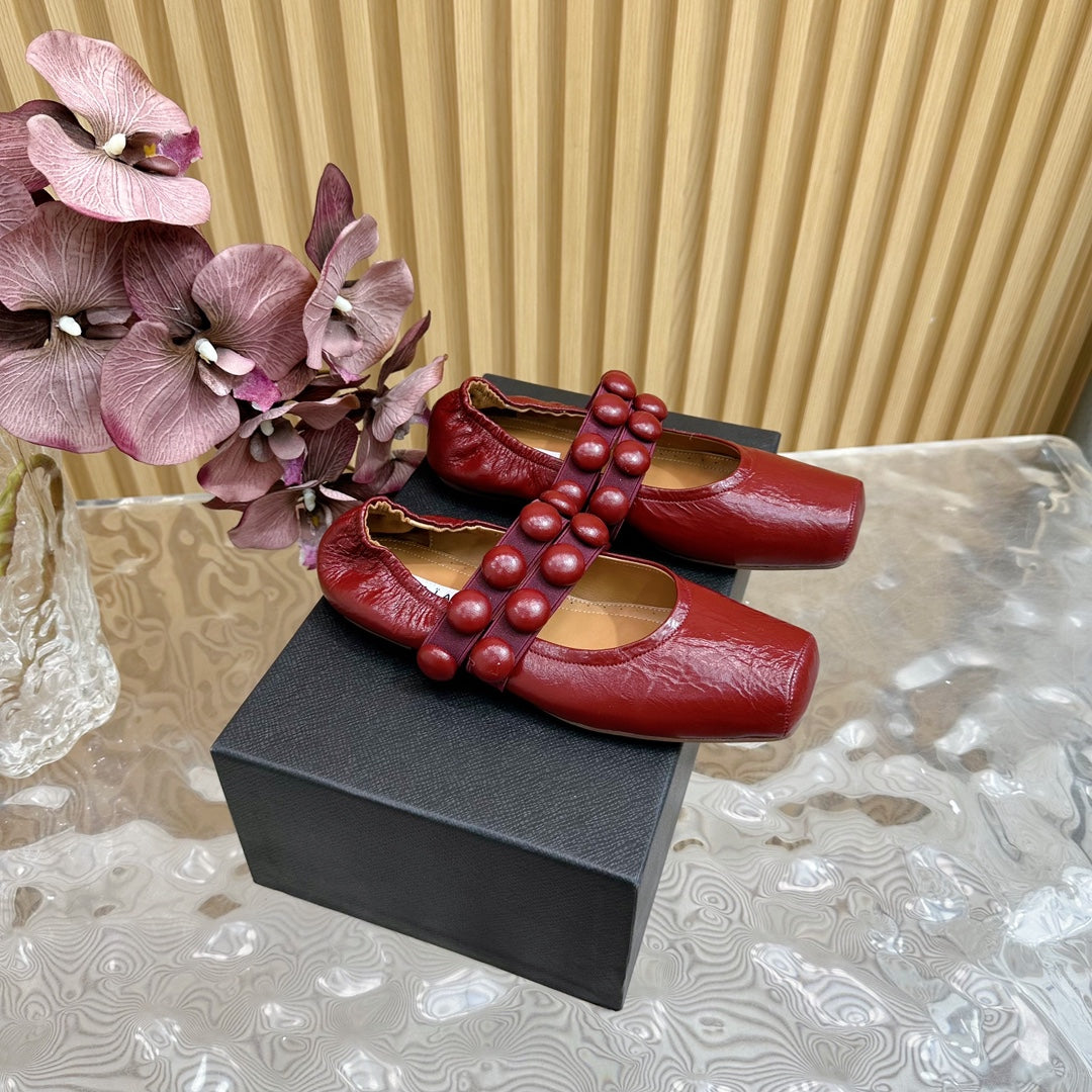 ALAIA MARY JANE PEARL IN GLOSSY MARS RED LAMBSKIN - 34