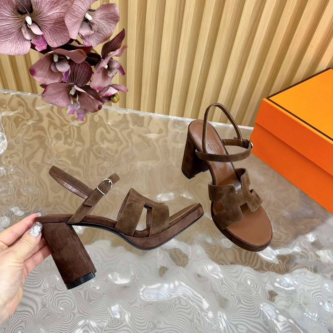 JAZZ 90 SANDAL IN WALNUT BROWN SUEDE - 35